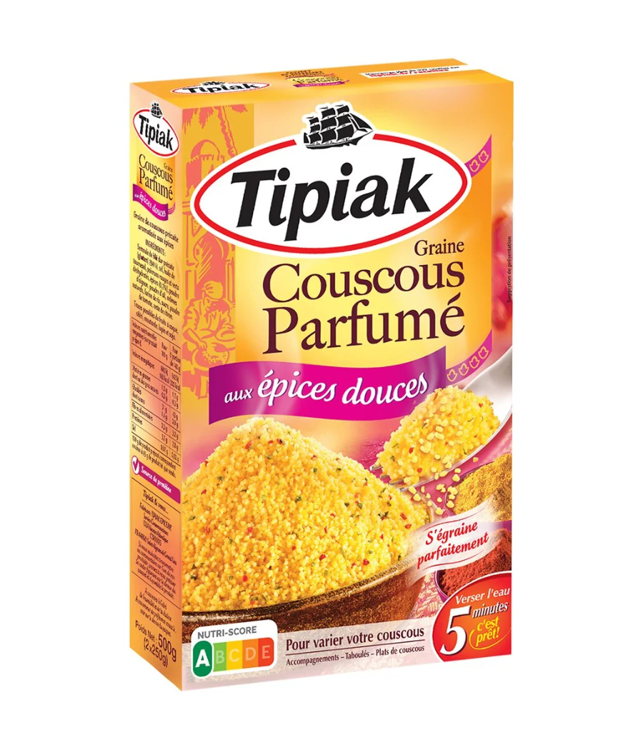 COUSCOUS PARFUME AUX EPICES DOUCES TIPIAK 2 X 250G COUSCOUS PARFUME AUX EPICES DOUCES TIPIAK 2 X 250G