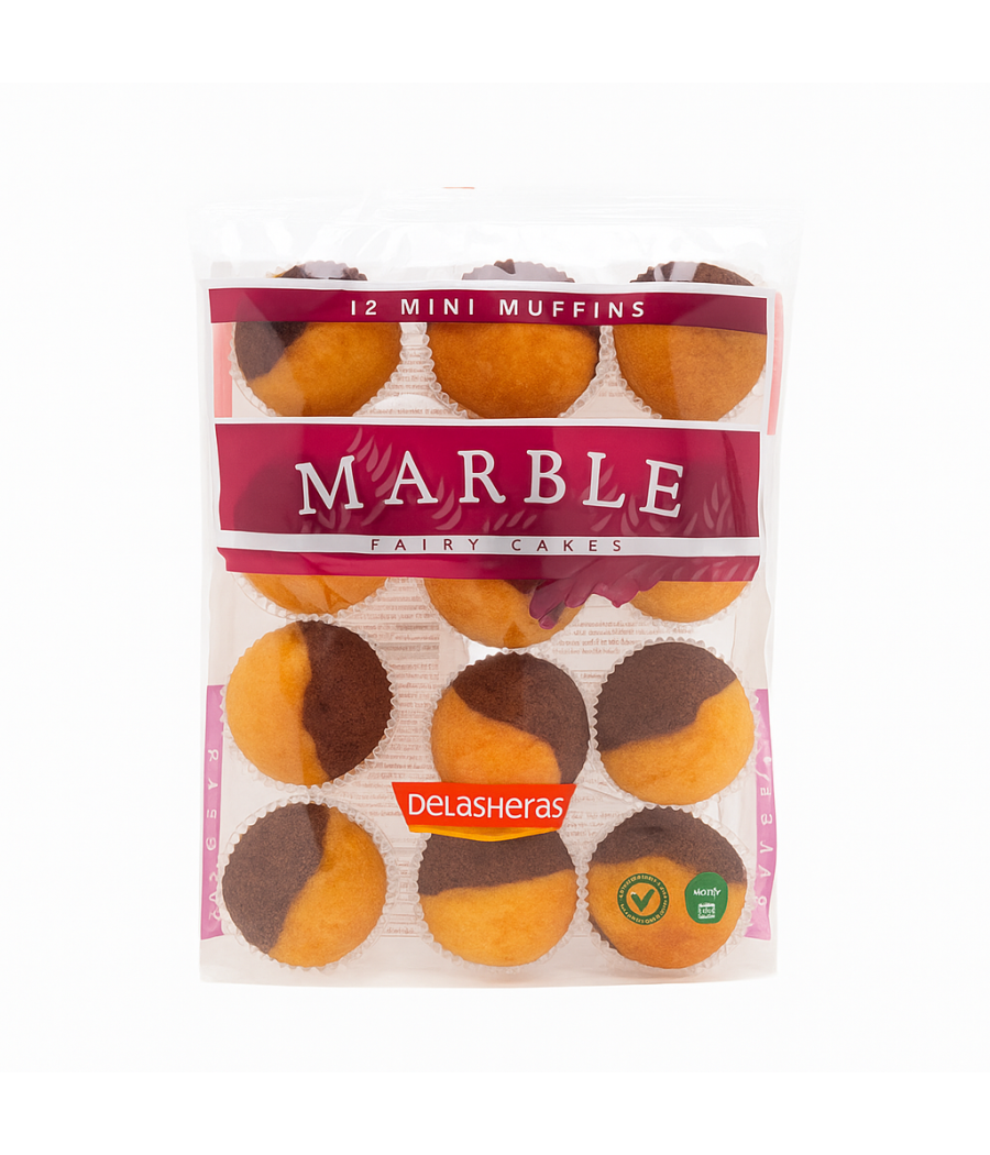MINI MUFFINS MARBRE AU CHOCOLAT DELASHERAS 280G MINI MUFFINS MARBRE AU CHOCOLAT DELASHERAS 280G