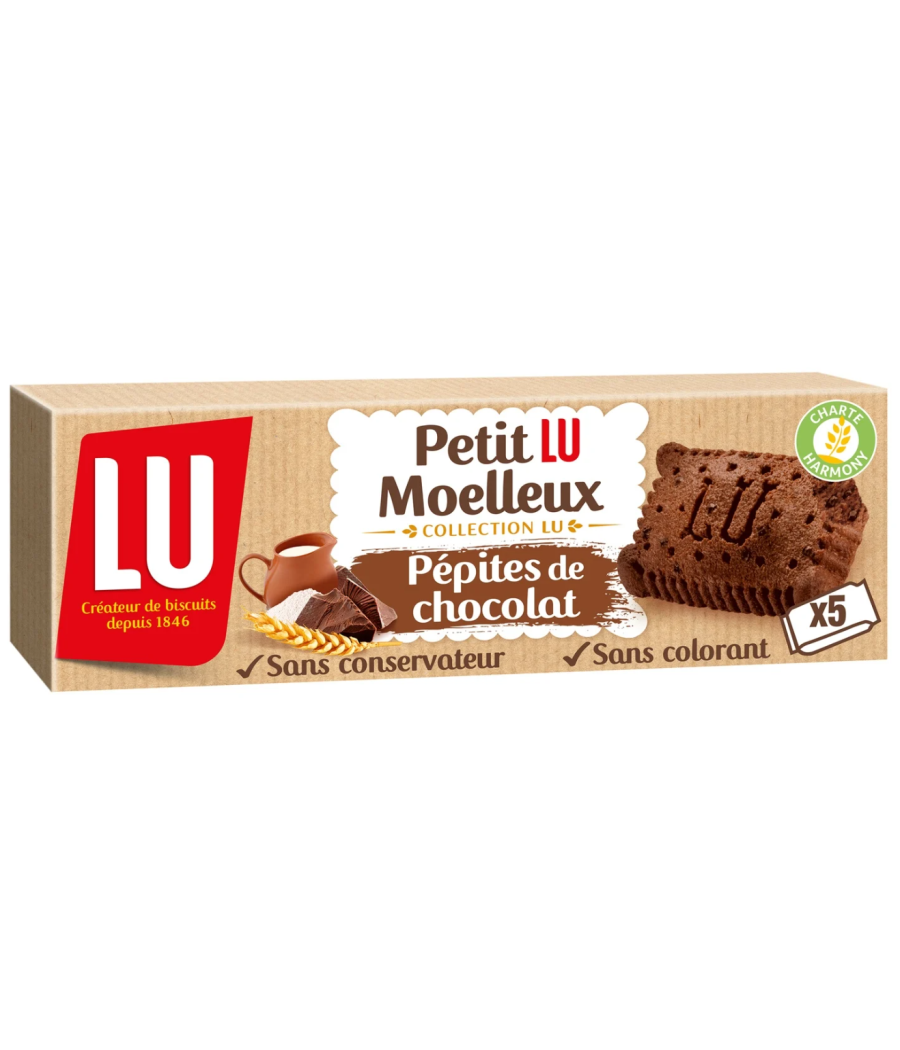 GATEAUX  MOELLEUX AUX PEPITES DE CHOCOLAT  LU 140G GATEAUX  MOELLEUX AUX PEPITES DE CHOCOLAT  LU 140G