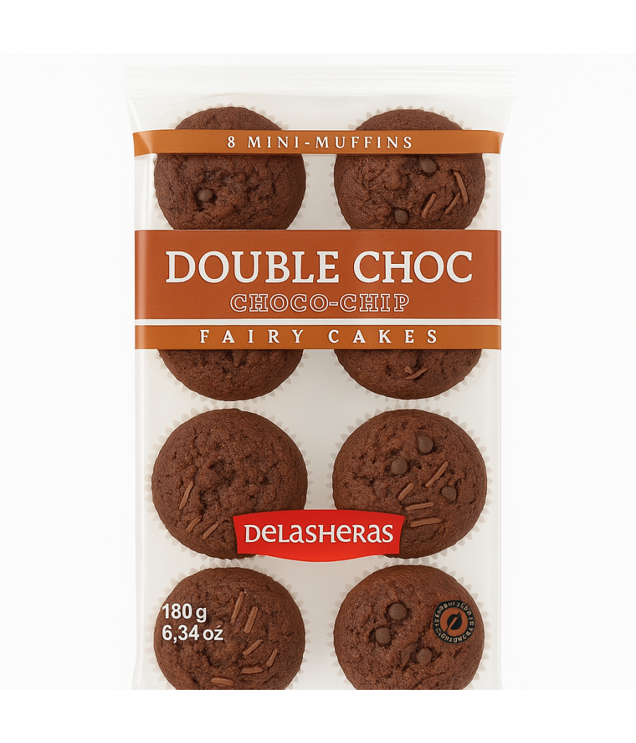 MINI MUFFIN  DOUBLE CHOCOLAT DELASHERAS  180G MINI MUFFIN  DOUBLE CHOCOLAT DELASHERAS  180G