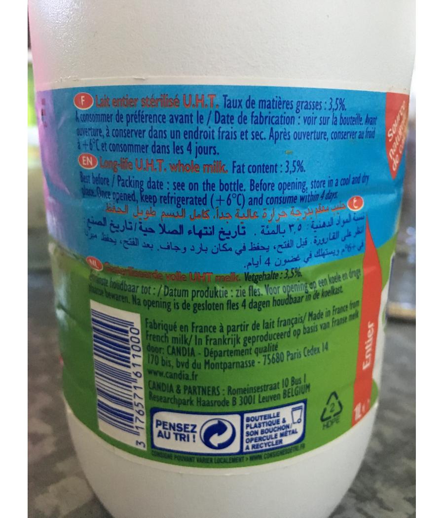 LAIT ENTIER CANDIA  1LITRE LAIT ENTIER CANDIA  1LITRE