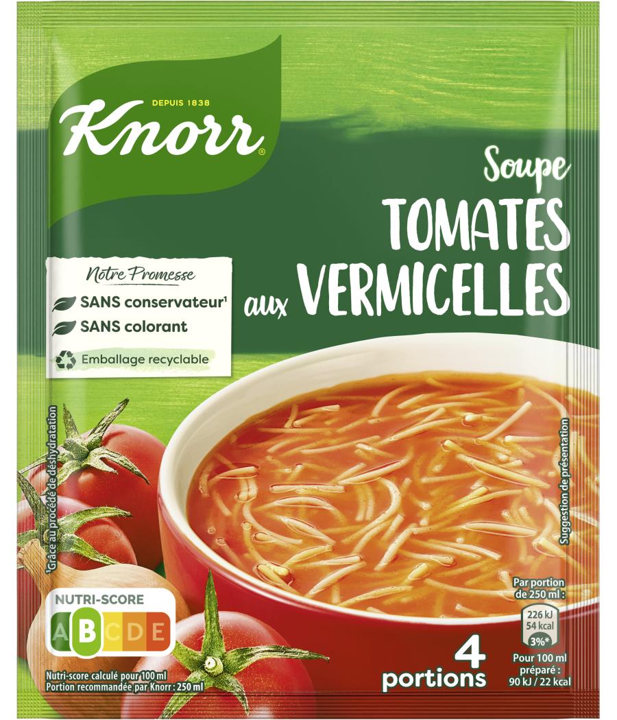 SOUPE DE TOMATES AUX VERMICELLES 4 PORTIONS KNORR  67G SOUPE DE TOMATES AUX VERMICELLES 4 PORTIONS KNORR  67G