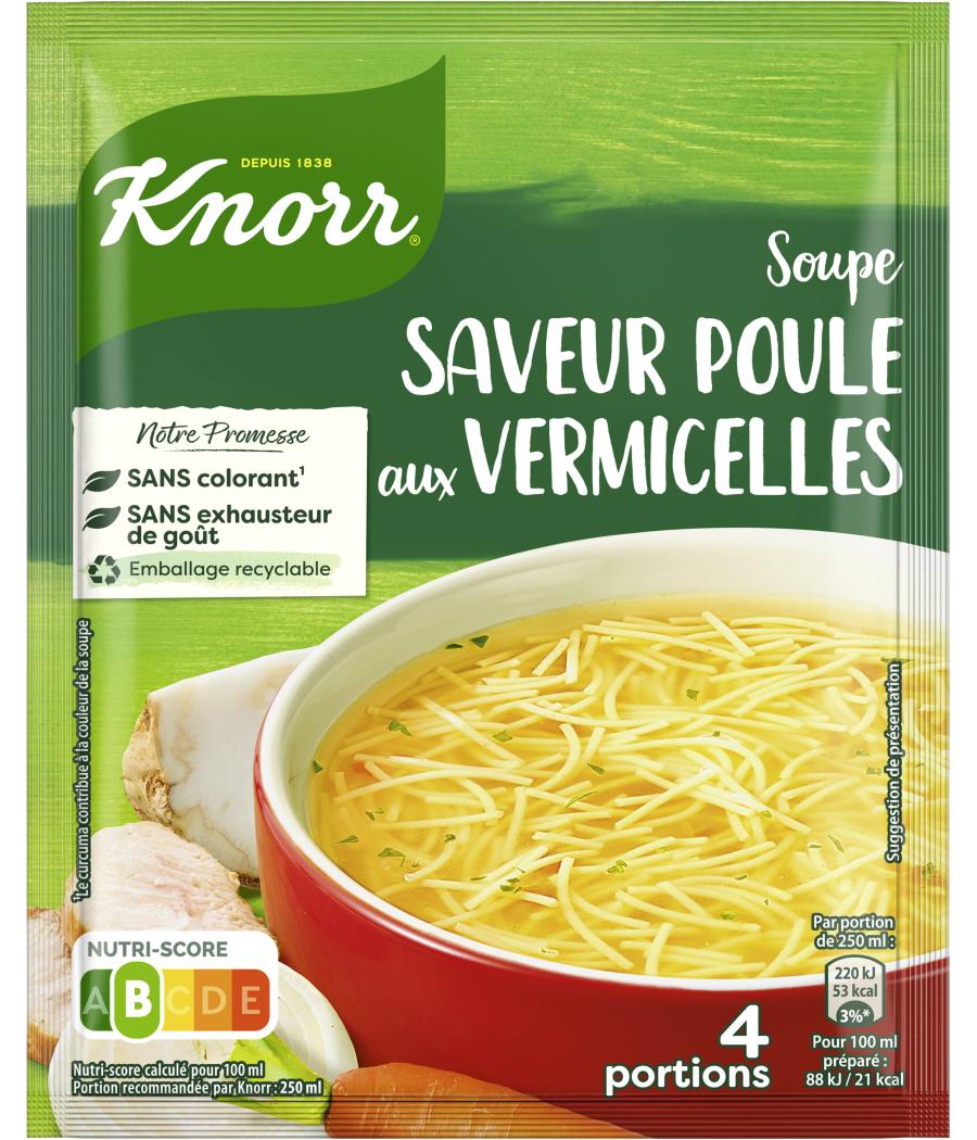 SOUPE AU POULE AUX VERMICELLES 4 PORTIONS KNORR 63G SOUPE AU POULE AUX VERMICELLES 4 PORTIONS KNORR 63G