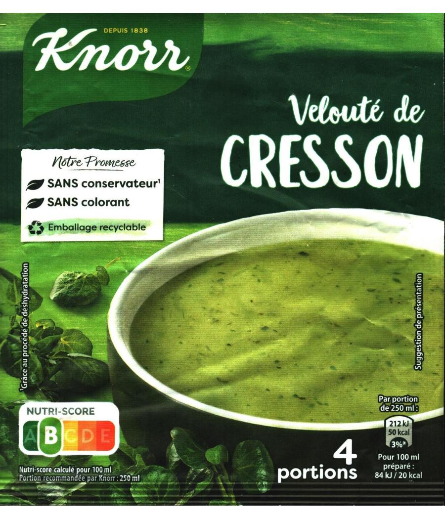 SOUPE VELOUTE DE CRESSON DESHYDRATE KNORR  53G SOUPE VELOUTE DE CRESSON DESHYDRATE KNORR  53G