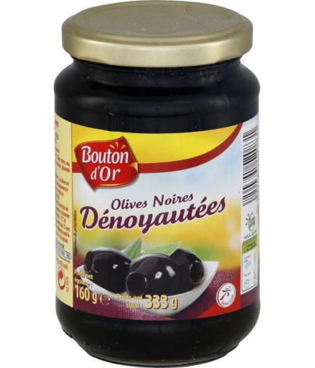 OLIVES BOUTON D'OR  NOIRES DENOYAUTEES 333G (160G EGOUTTE)