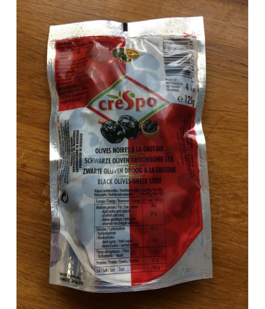 OLIVES CRESPO NOIRES A LA GRECQUE 125G OLIVES CRESPO NOIRES A LA GRECQUE 125G