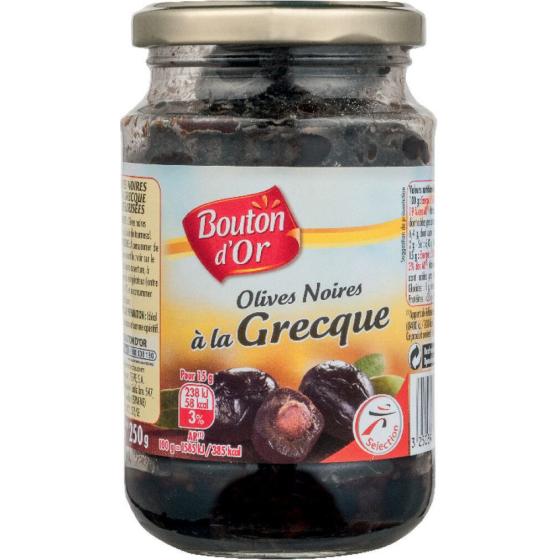 OLIVES NOIRES À LA GRECQUE BOUTON D'OR 250 G