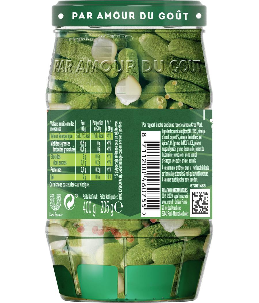 CORNICHONS EXTRA-FINS AMORA POT DE 205 G CORNICHONS EXTRA-FINS AMORA POT DE 205 G