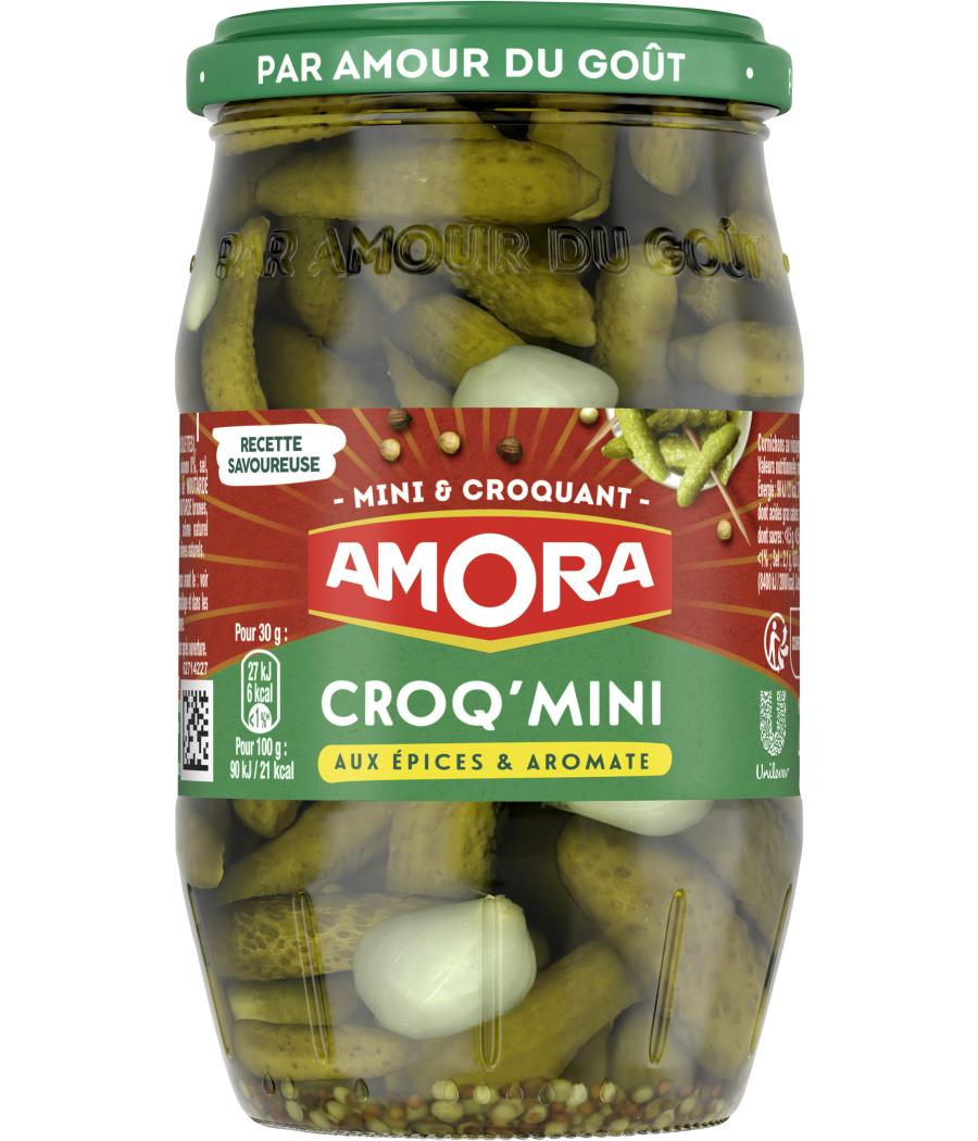 AMORA CROQ\'MINI CORNICHONS AUX EPICES  AROMATES 210G AMORA CROQ\'MINI CORNICHONS AUX EPICES  AROMATES 210G
