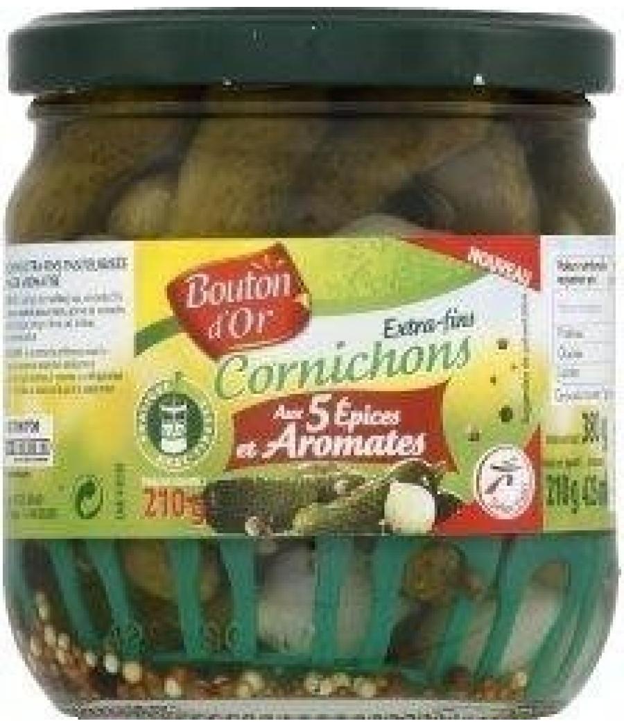 CORNICHONS 5 AROMATES BOUTON D'OR 210 G CORNICHONS 5 AROMATES BOUTON D'OR 210 G