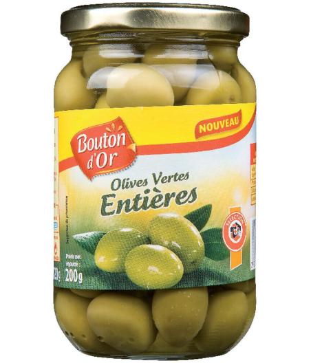 OLIVES VERTES ENTIERES BOUTON D'OR 200G