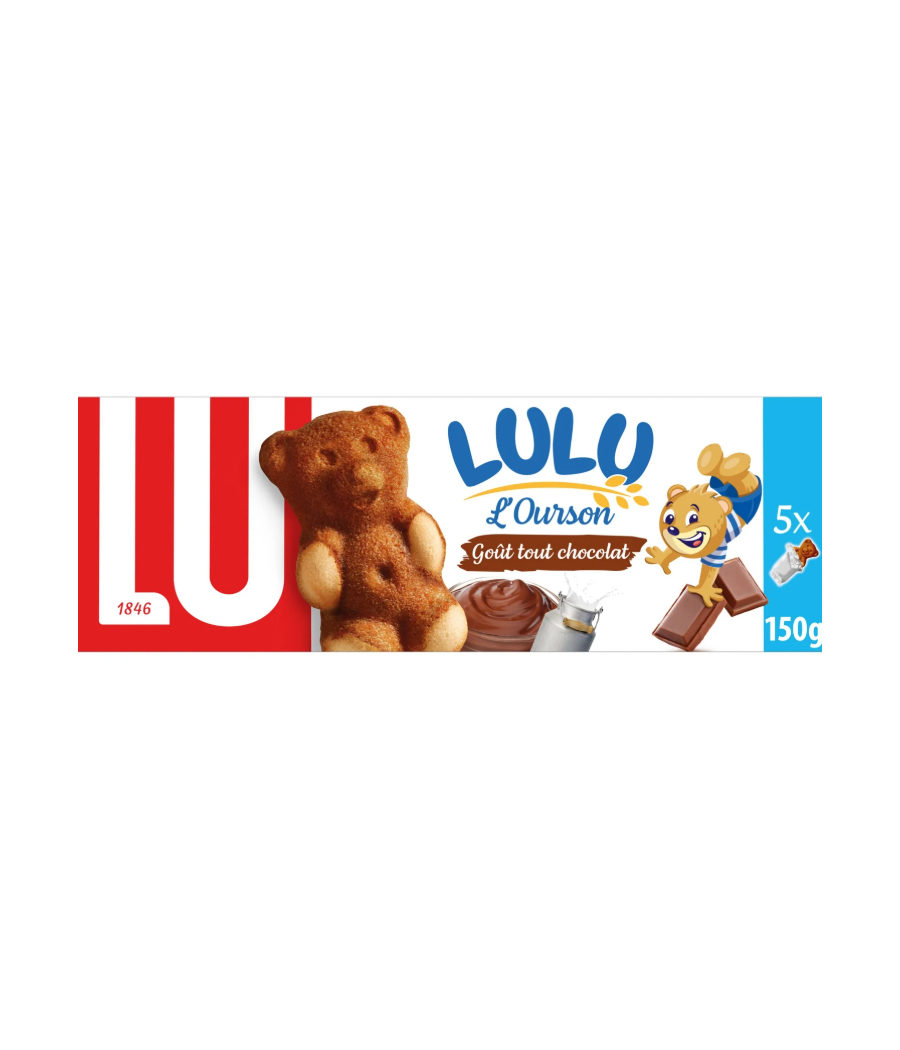 GATEAUX L'OURSON FOURRES AU  CHOCOLAT LU 150G GATEAUX L'OURSON FOURRES AU  CHOCOLAT LU 150G