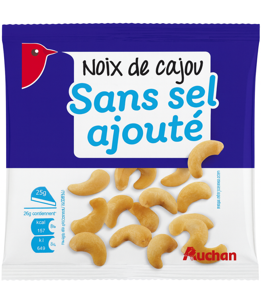 NOIX DE CAJOU SANS SEL AUCHAN 125G NOIX DE CAJOU SANS SEL AUCHAN 125G