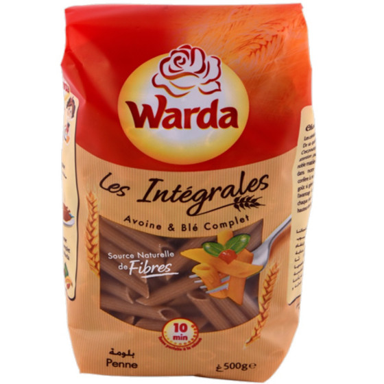 PATES PENNE AVOINE ET BLE COMPLET LES INTEGRALES WARDA 500G