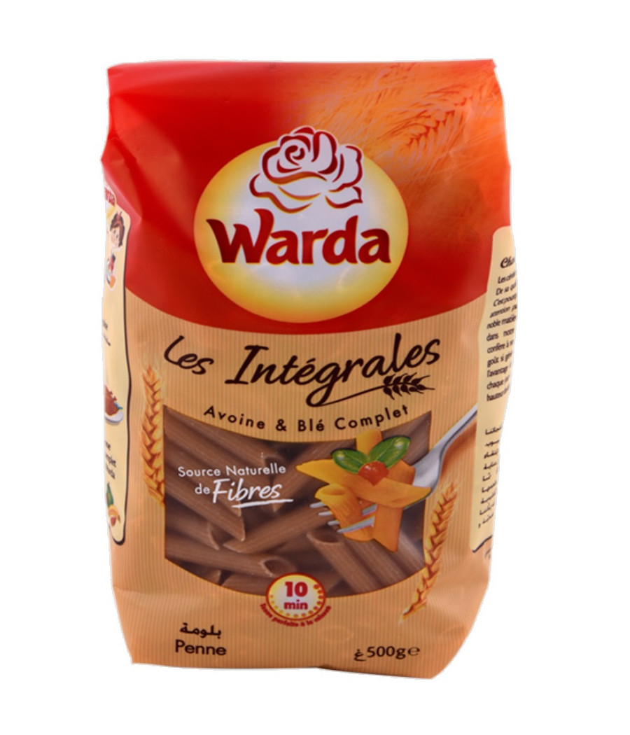 PATES PENNE AVOINE ET BLE COMPLET LES INTEGRALES WARDA 500G PATES PENNE AVOINE ET BLE COMPLET LES INTEGRALES WARDA 500G