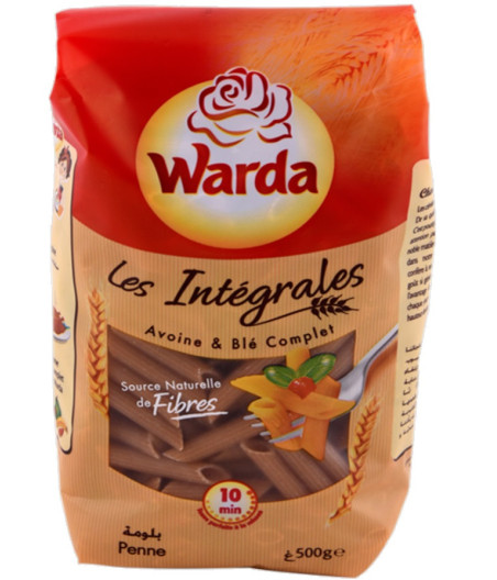 PATES PENNE AVOINE ET BLE COMPLET LES INTEGRALES WARDA 500G