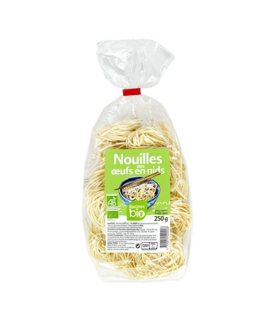 NOUILLES AUX OEUFS EN NIDS RACINES BIO 250G NOUILLES AUX OEUFS EN NIDS RACINES BIO 250G
