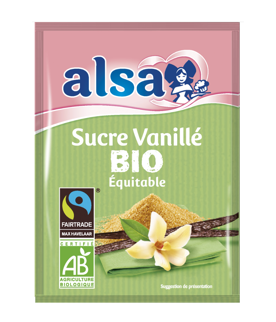 SUCRE VANILLE BIO EQUITABLE SUCRE DE CANNE ALSA 6 X 7,5G SUCRE VANILLE BIO EQUITABLE SUCRE DE CANNE ALSA 6 X 7,5G