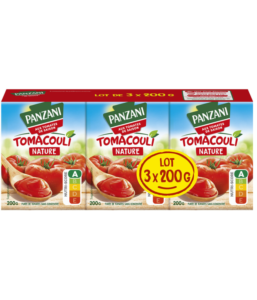 TOMATE PANZANI TOMACOULI NATURE 3 X 200G TOMATE PANZANI TOMACOULI NATURE 3 X 200G