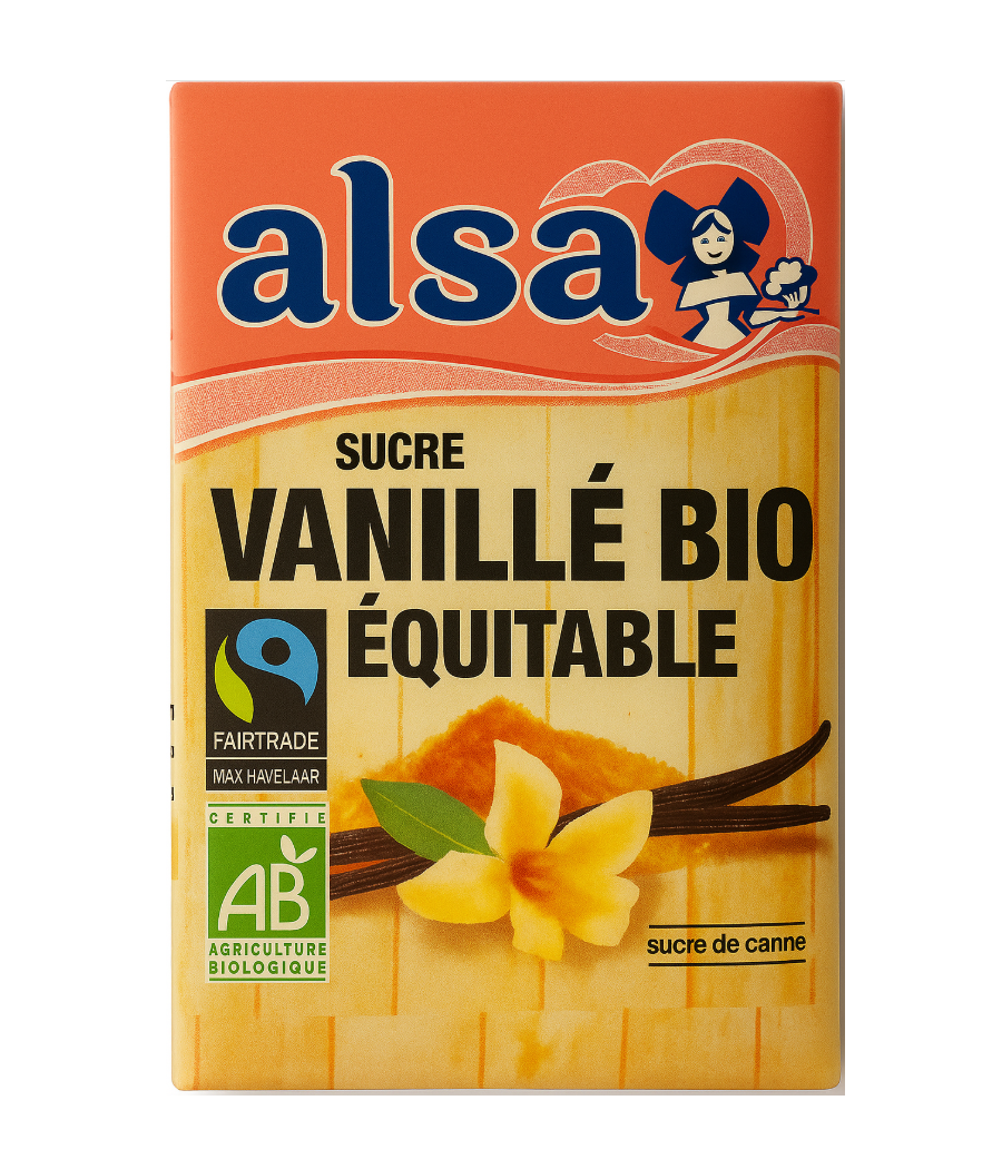 SUCRE VANILLE BIO EQUITABLE SUCRE DE CANNE ALSA 6 X 7,5G SUCRE VANILLE BIO EQUITABLE SUCRE DE CANNE ALSA 6 X 7,5G