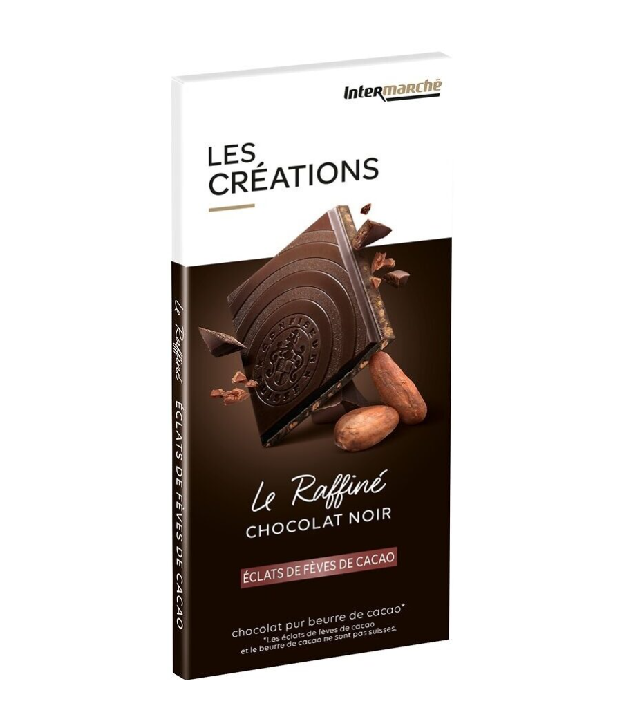 TABLETTE   CHOCOLAT NOIR AUX ECLATS DE FEVES DE CACAO INTERMARCHE  100G TABLETTE   CHOCOLAT NOIR AUX ECLATS DE FEVES DE CACAO INTERMARCHE  100G