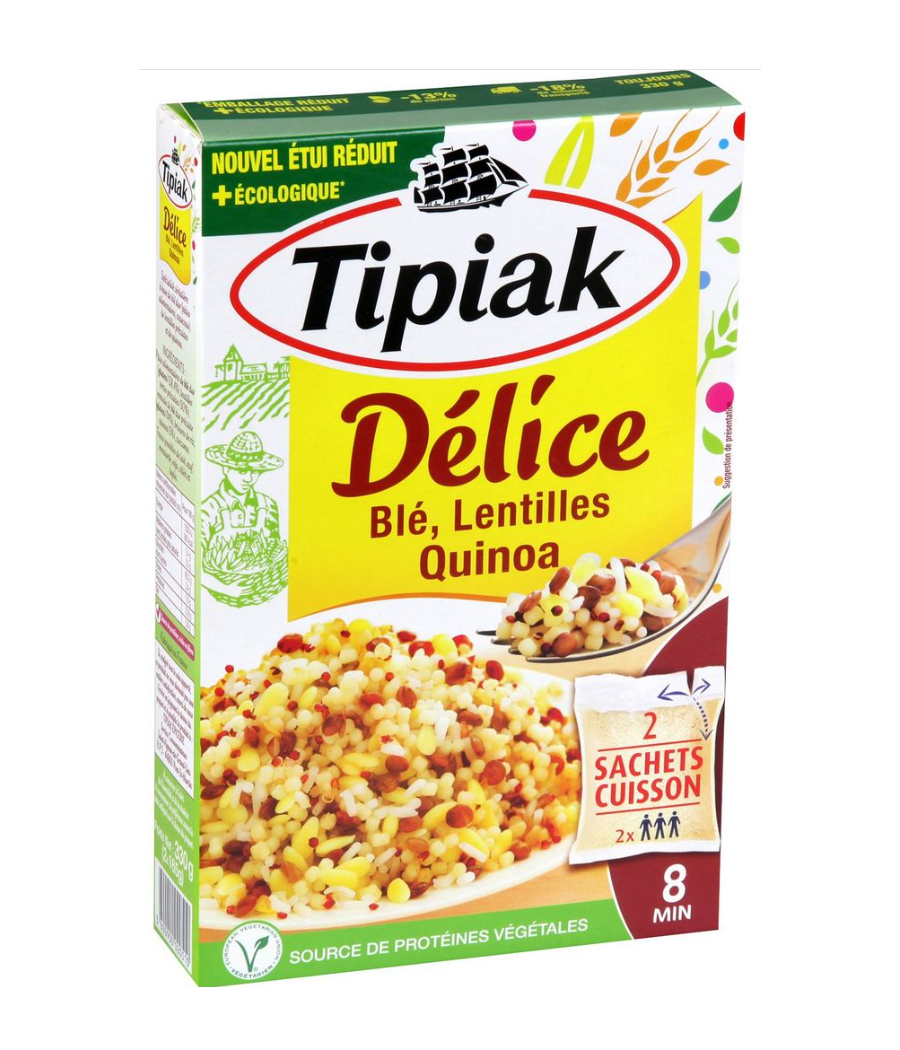 BLE LENTILLES ET QUINOA TIPIAK 2 X 165G BLE LENTILLES ET QUINOA TIPIAK 2 X 165G