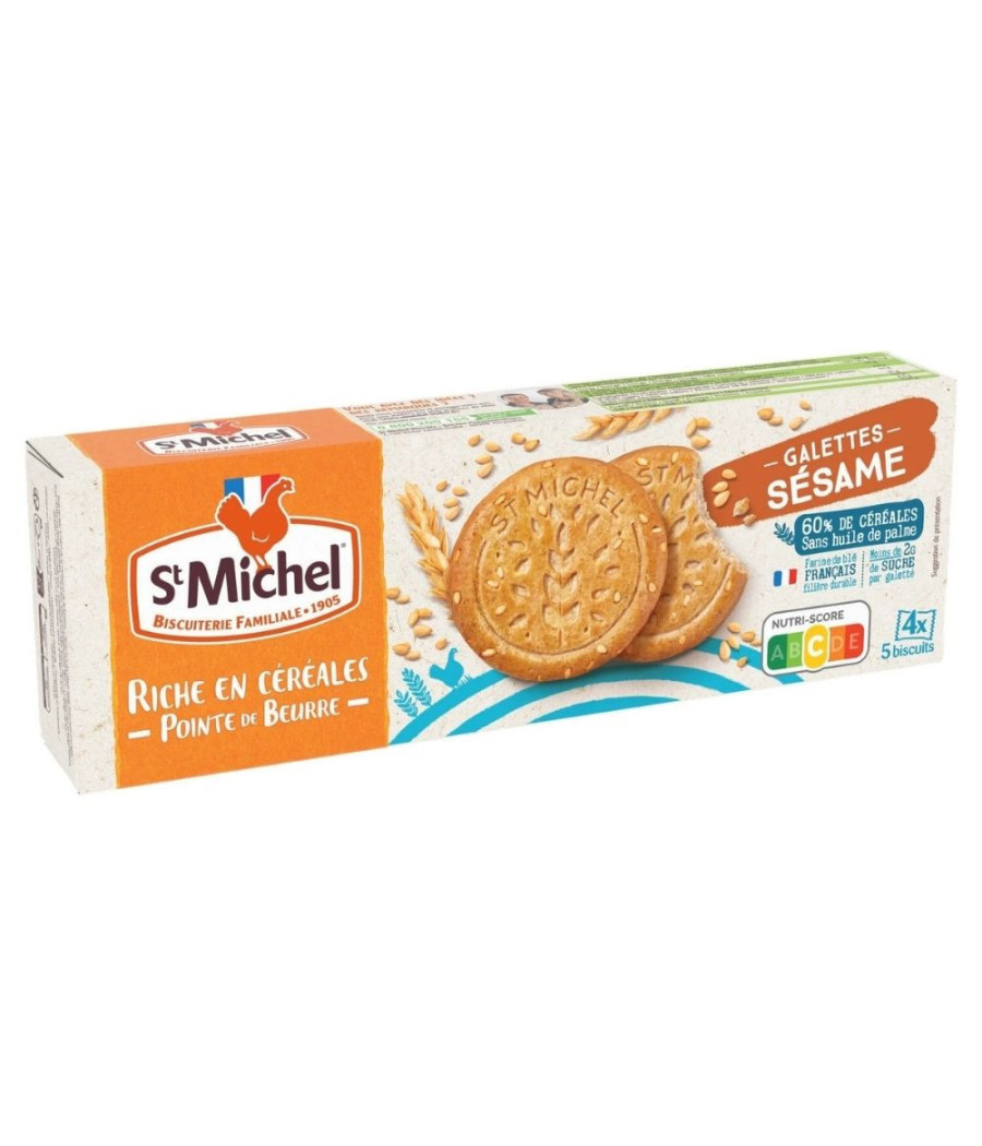 GALETTE SESAME RICHE EN CEREALES POINTE DE BEURRE ST MICHEL 142G GALETTE SESAME RICHE EN CEREALES POINTE DE BEURRE ST MICHEL 142G