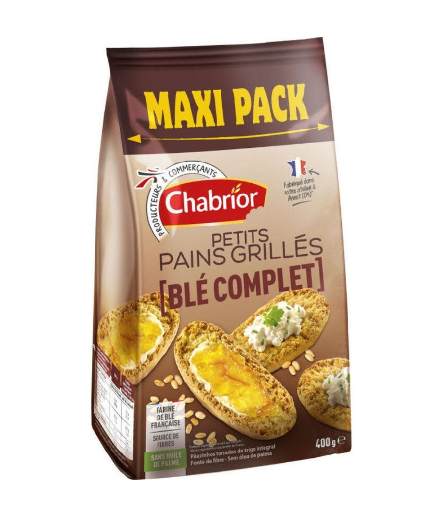 PETITS PAINS GRILLES AU BLE COMPLET CHABRIOR 400G PETITS PAINS GRILLES AU BLE COMPLET CHABRIOR 400G