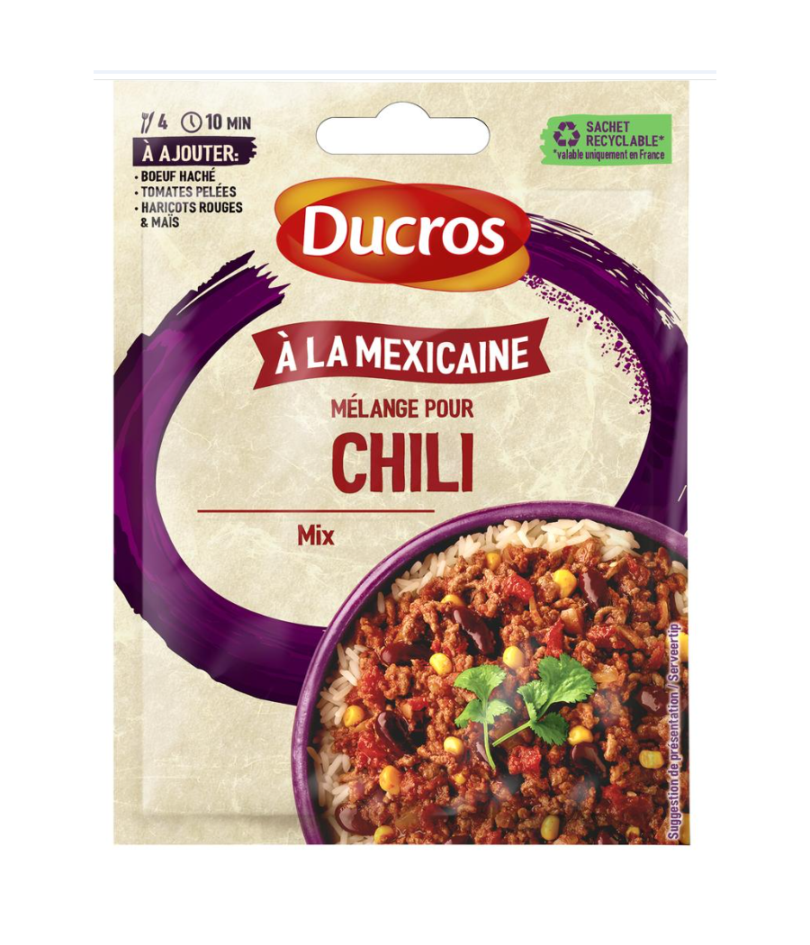 FOND DE PLAT DUCROS MELANGE POUR CHILI MEXICAIN 20G FOND DE PLAT DUCROS MELANGE POUR CHILI MEXICAIN 20G