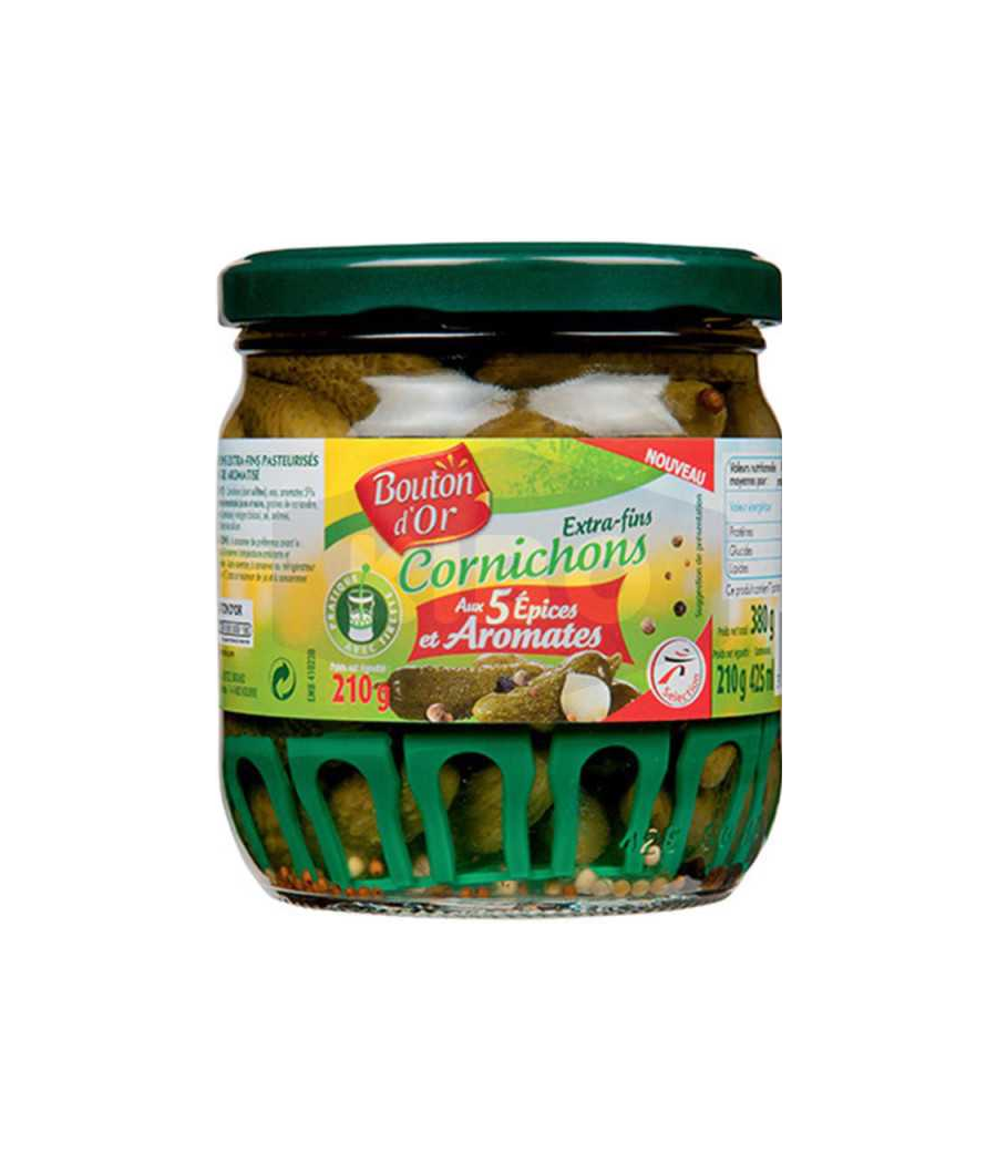 CORNICHONS 5 AROMATES BOUTON D'OR 210 G CORNICHONS 5 AROMATES BOUTON D'OR 210 G