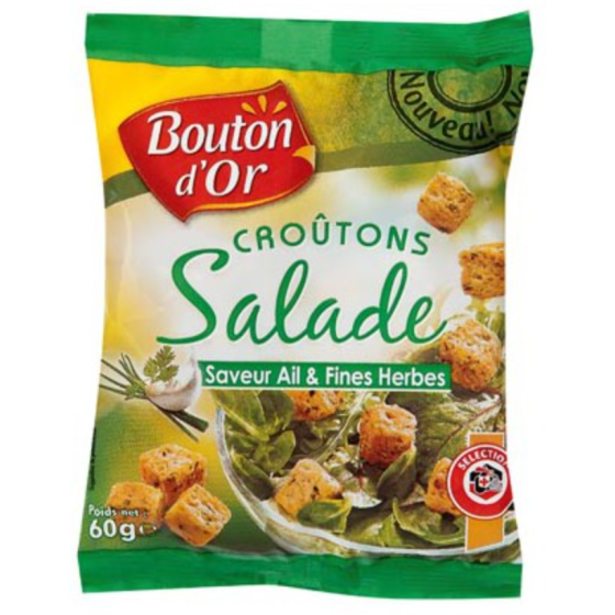 CROUTONS BOUTON D'OR SALADE SAVEUR AIL ET FINES HERBES 60G