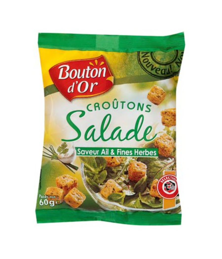 CROUTONS BOUTON D'OR SALADE SAVEUR AIL ET FINES HERBES 60G CROUTONS BOUTON D'OR SALADE SAVEUR AIL ET FINES HERBES 60G