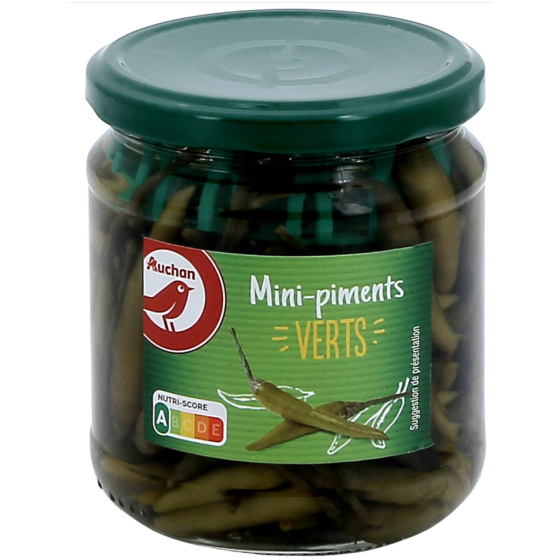 PIMENTS AUCHAN  MINI PIMENTS VERTS 270G (140G EGOUTTE)