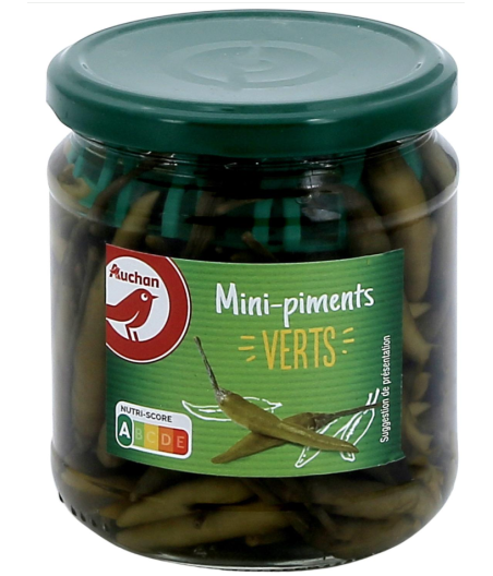 PIMENTS AUCHAN  MINI PIMENTS VERTS 270G (140G EGOUTTE)
