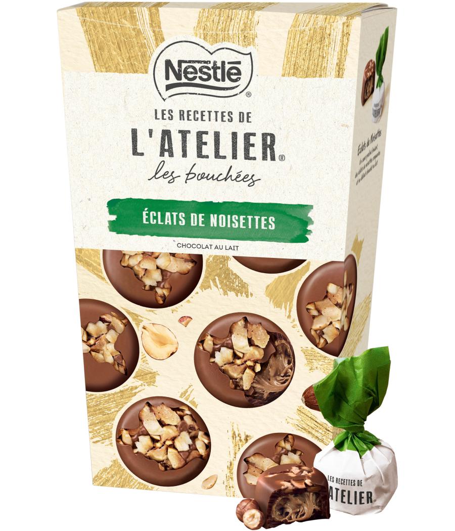 L'ATELIER LES BOUCHEES CHOCOLAT LAIT ET ECLATS DE NOISETTES NESTLE 262G L'ATELIER LES BOUCHEES CHOCOLAT LAIT ET ECLATS DE NOISETTES NESTLE 262G