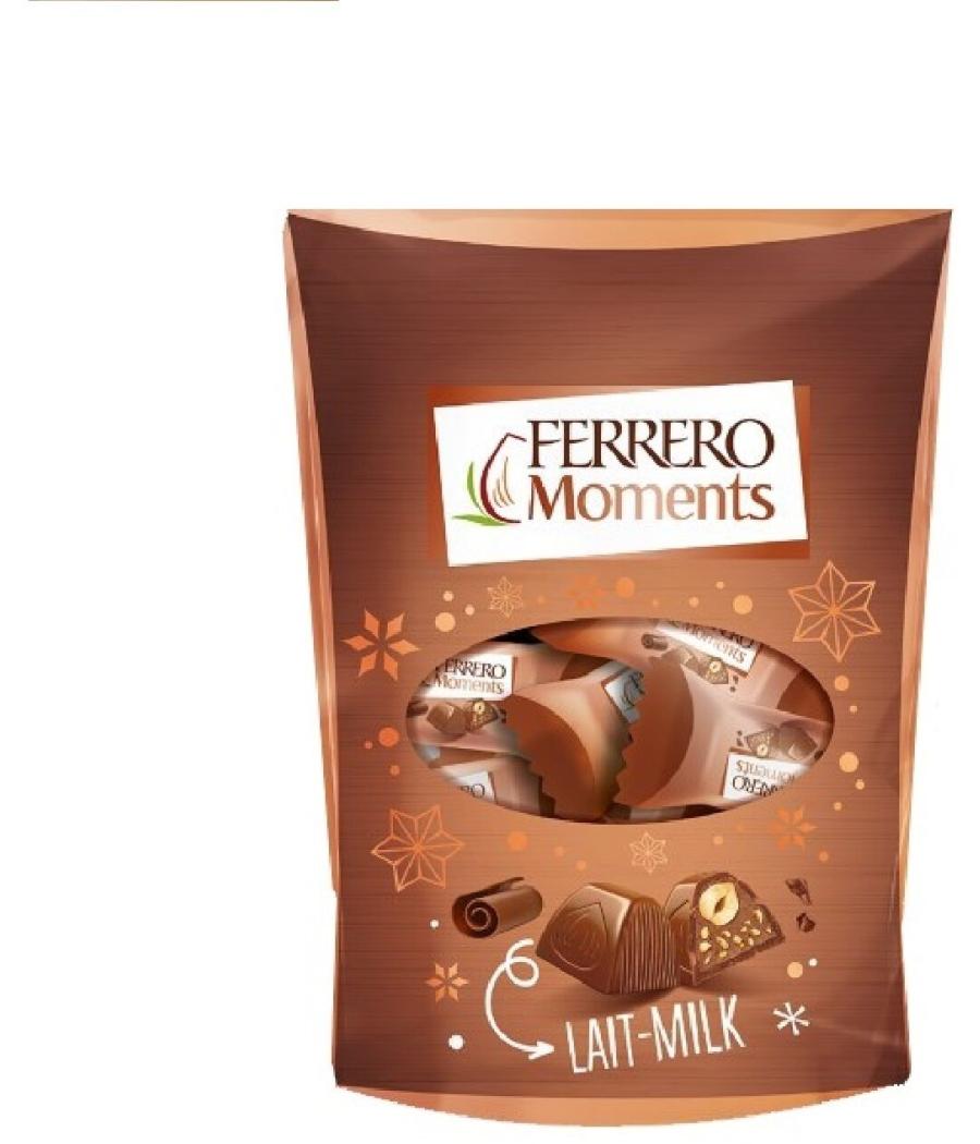 CONFISERIE FERRERO MOMENTS BONBONS DE CHOCOLAT AU LAIT AVEC NOISETTE ENTIERE X14 124G CONFISERIE FERRERO MOMENTS BONBONS DE CHOCOLAT AU LAIT AVEC NOISETTE ENTIERE X14 124G