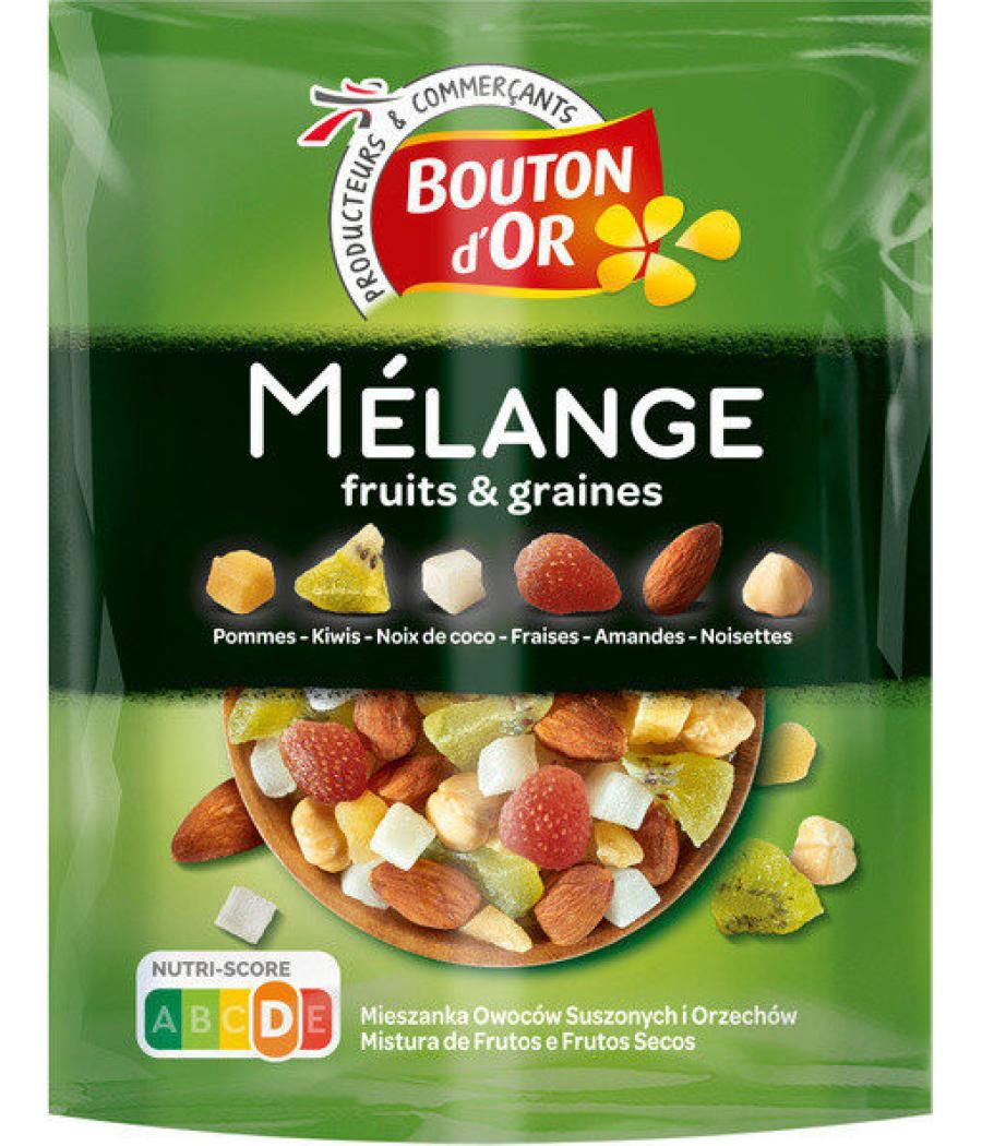 MELANGE FRUITS & GRAINES BOUTON D'OR 150G MELANGE FRUITS & GRAINES BOUTON D'OR 150G