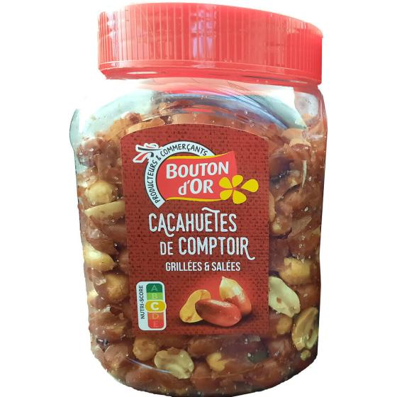 CACAHUETES DE COMPTOIR GRILLEES & SALEES BOUTON D'OR 400G
