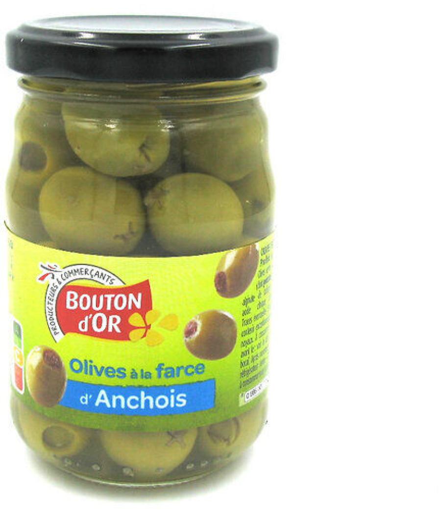 OLIVES A LA FARCE D'ANCHOIS BOUTON D'OR 120G OLIVES A LA FARCE D'ANCHOIS BOUTON D'OR 120G