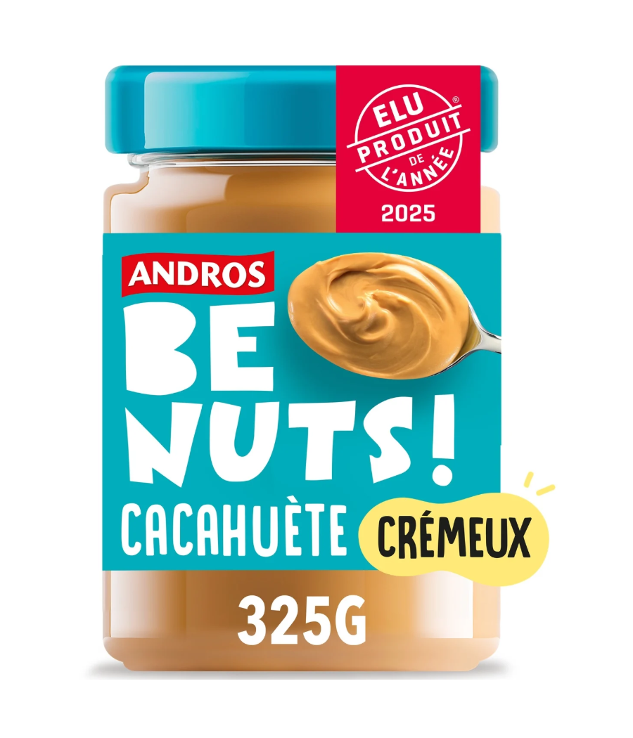 PATE A TARTINER CACAHUETE CREMEUX BE NUTS ANDROS 325G PATE A TARTINER CACAHUETE CREMEUX BE NUTS ANDROS 325G
