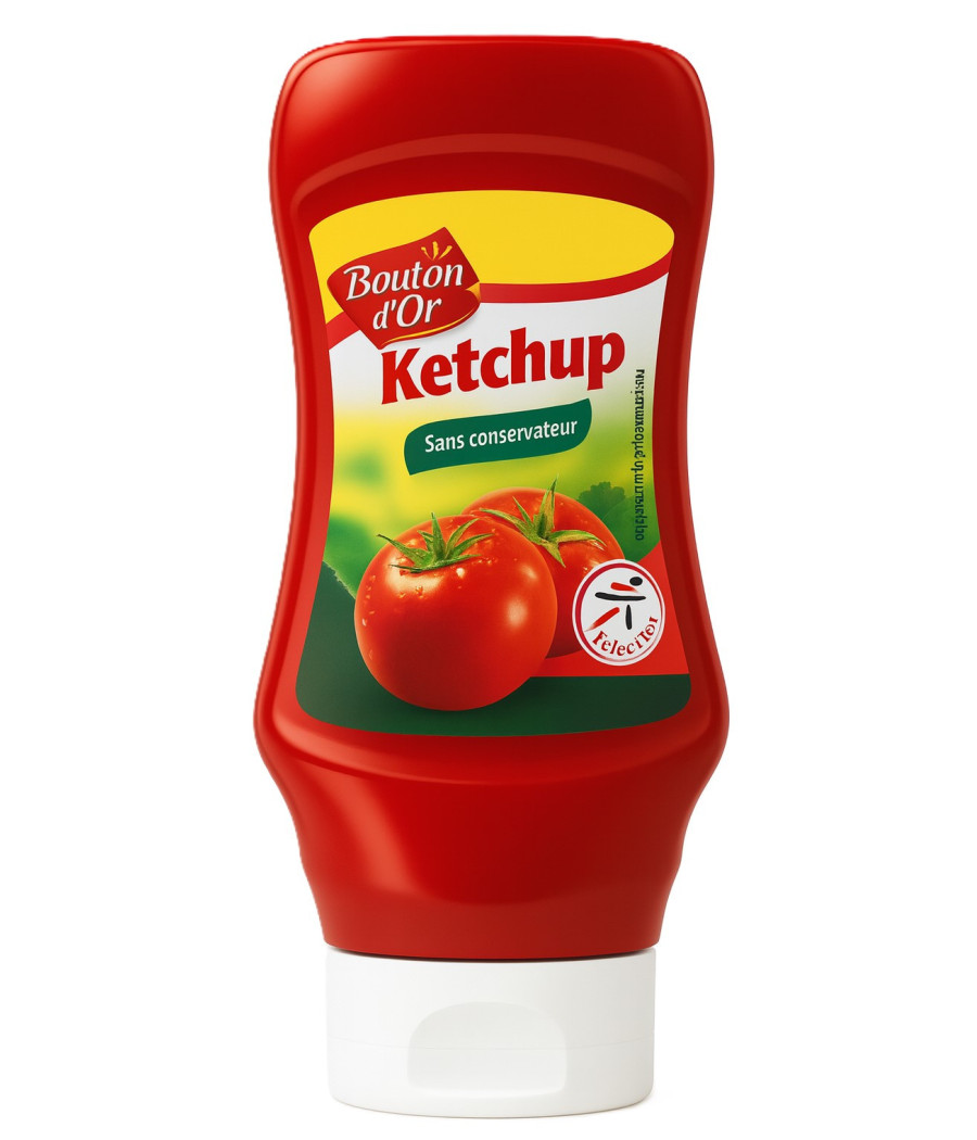 KETCHUP A LA TOMATE SANS CONSERVATEURS BOUTON D'OR 330G KETCHUP A LA TOMATE SANS CONSERVATEURS BOUTON D'OR 330G