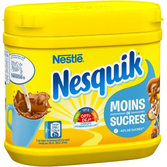 DOSETTE NESQUIK MOINS DE SUCRES POUDRE CACAOTEE BOITE 350G
