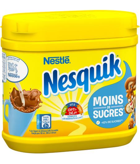 DOSETTE NESQUIK MOINS DE SUCRES POUDRE CACAOTEE BOITE 350G