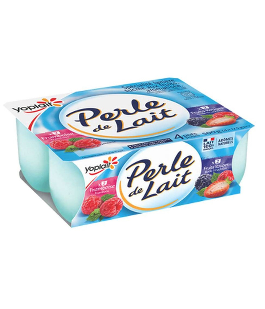 PERLE DE LAIT FRUITS ROUGES FRAMBOSES 4 X 125G PERLE DE LAIT FRUITS ROUGES FRAMBOSES 4 X 125G