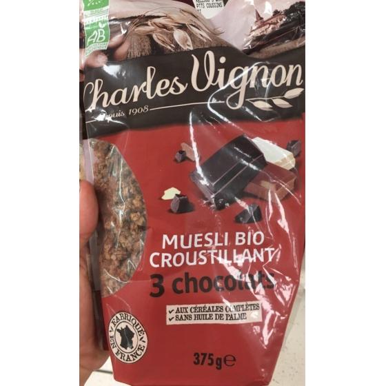 MUESLI BIO CROUSTILLANT 3 CHOCOLATS 375G