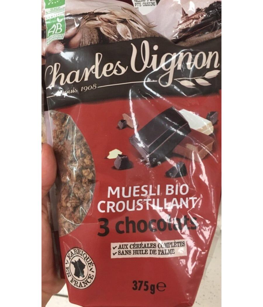 MUESLI BIO CROUSTILLANT 3 CHOCOLATS 375G MUESLI BIO CROUSTILLANT 3 CHOCOLATS 375G