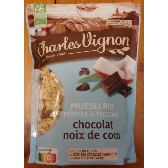 MUESLI BIO PEPITES ET FLOCONS CHOCOLAT NOIX DE COCO 375 G