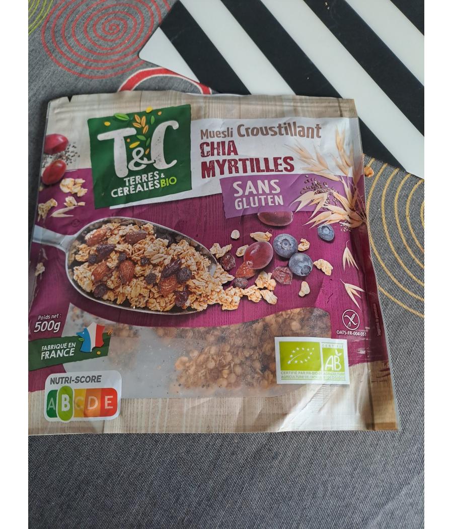 MUESLI CROUSTILLANT AVOINE MYRTILLES CHIA 500G MUESLI CROUSTILLANT AVOINE MYRTILLES CHIA 500G