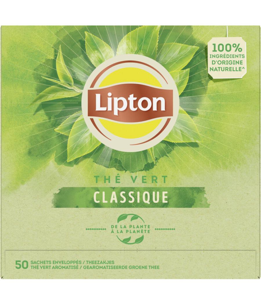 LIPTON THE VERT CLASSIQUE GOUT LEGER SUBTIL 50 SACHETS 65G LIPTON THE VERT CLASSIQUE GOUT LEGER SUBTIL 50 SACHETS 65G