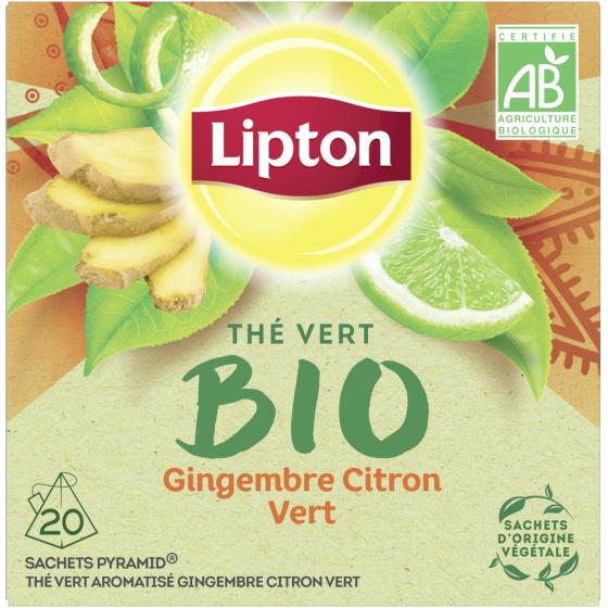LIPTON THE VERT BIO GINGEMBRE CITRON-VERT BIO 20 SACHETS PYRAMID 28G